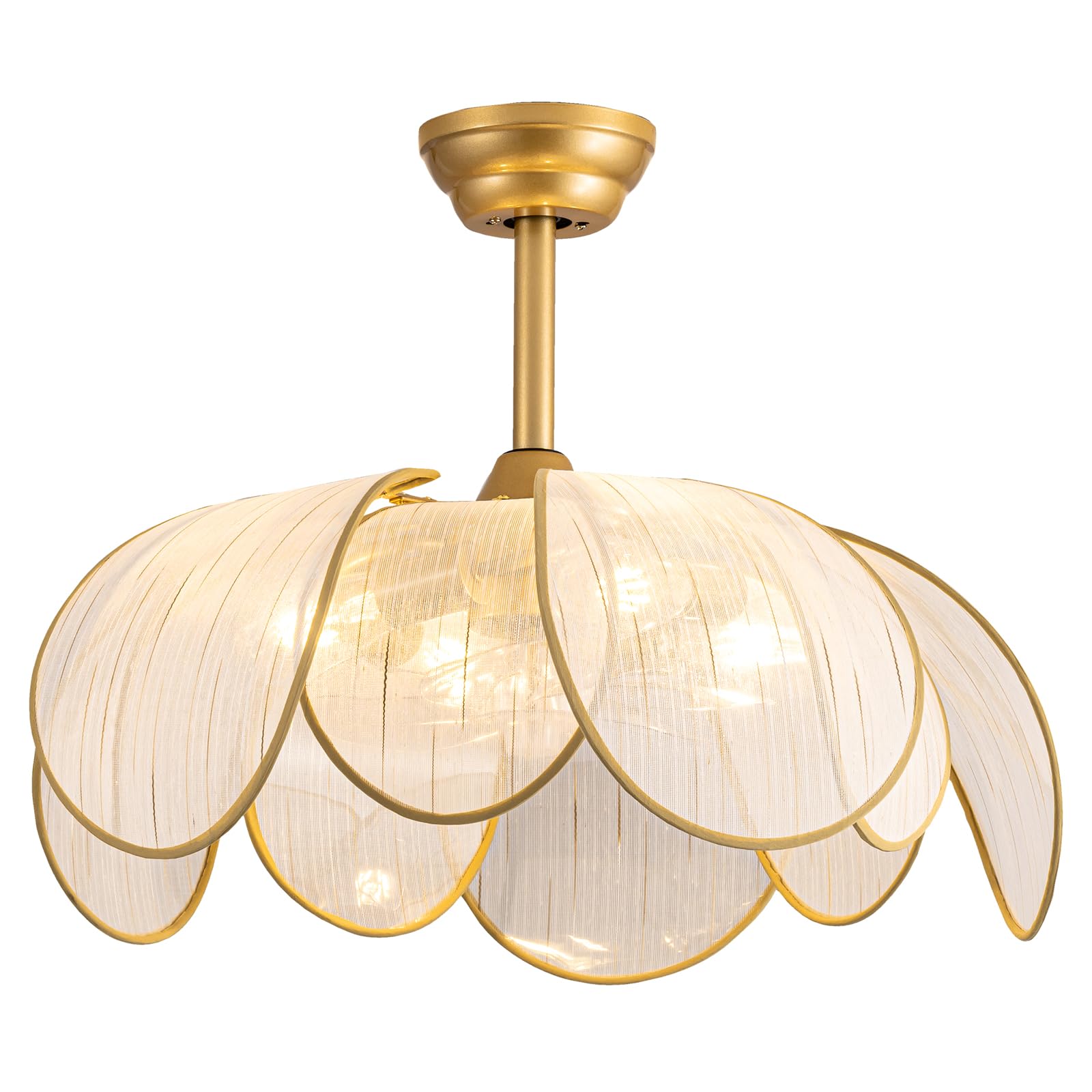 26" Flower Ceiling Fans with Lights and Remote Control,Boho Gold Chandelier Fan with 6 Speeds, Modern Fandelier for Kitchen Island,Dining Room,Living Room,Nursery