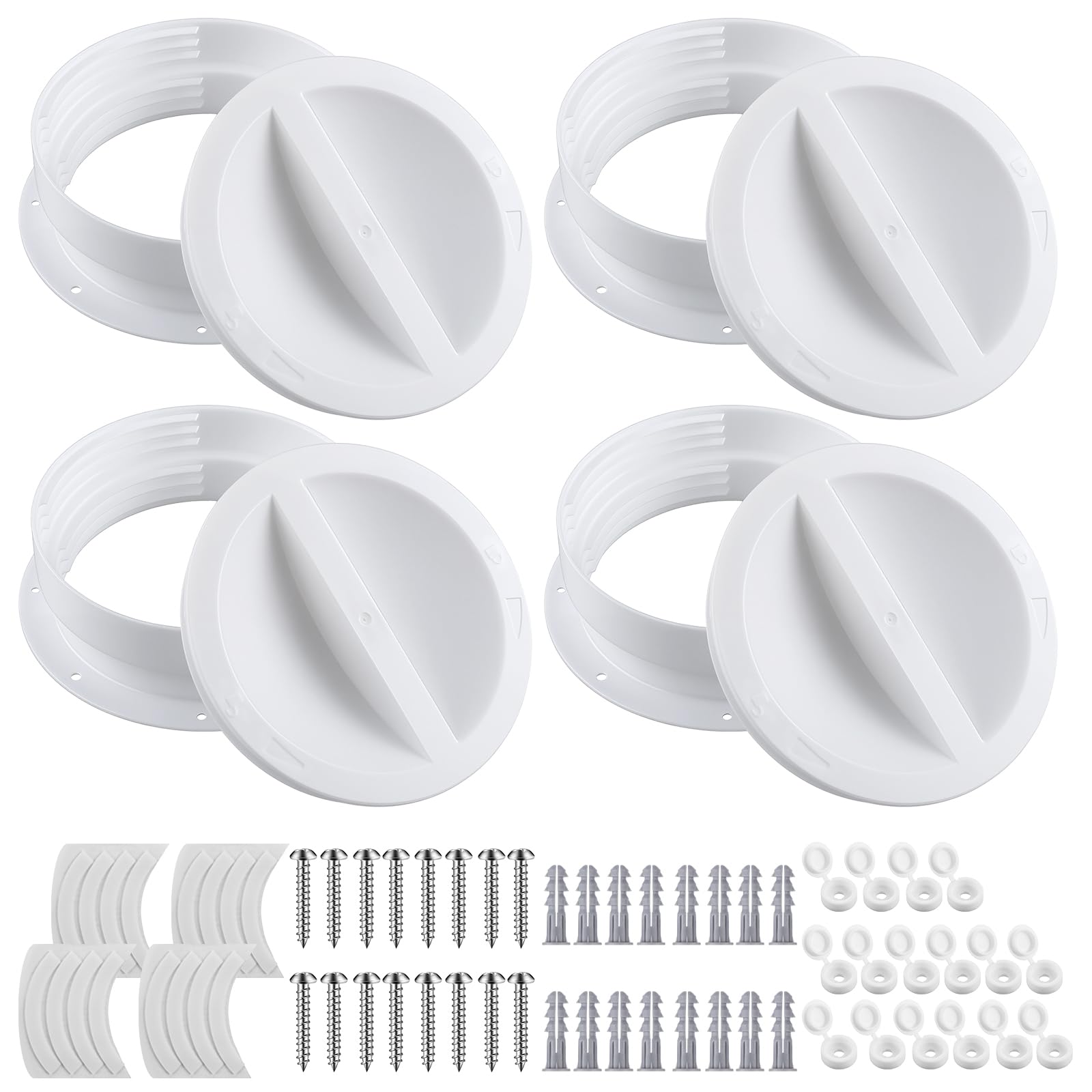 2 Set White Dual Size Wall Mount Connector for Portable Ac Vent Ac Exhaust Hose Coupler for 6 and 6.5 Inches Hose Accessories Plug