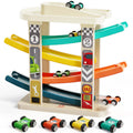 TOP BRIGHT Toddler Toys for 2 Year Old Boy, Wooden Car Ramp Race Track Set, Car Toys for Toddlers 1-3 with Cars and a Garage, Montessori Toys for 12 Year Old Boy Girl,Birthday Gift for Age 18+ Month