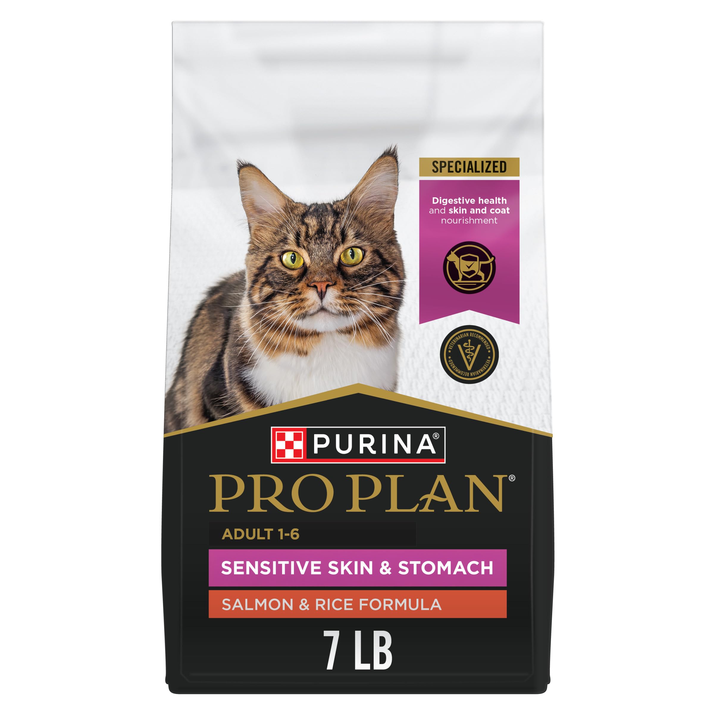 Purina Pro Plan Sensitive Skin and Stomach Adult Cat Food Salmon and Rice Formula - 7 lb.