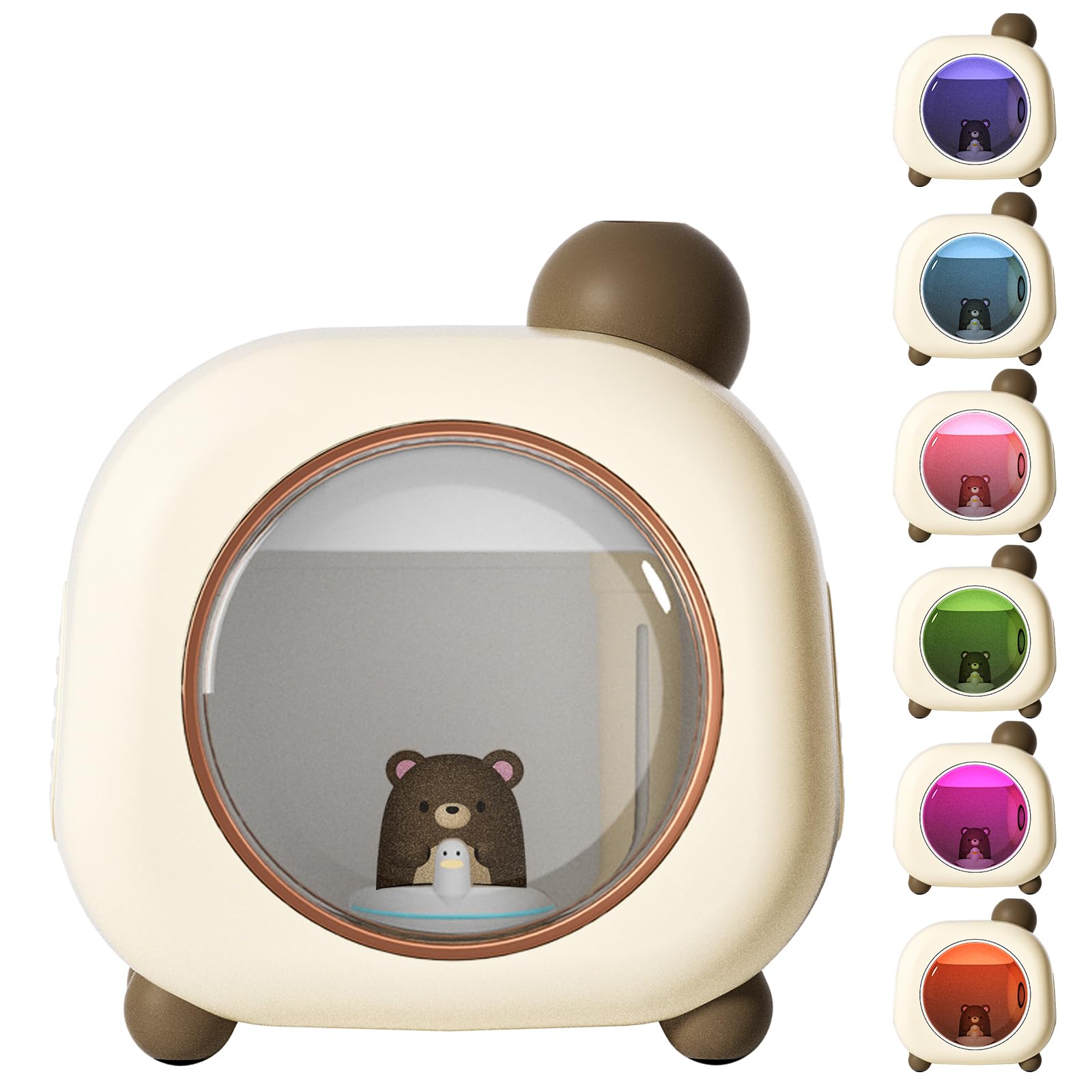 Portable Mini Humidifier, 500ML Cartoon Bear USB Mist Small Humidifier with Colorful Lights, Personal Desktop Humidifier for Bedroom Baby, Portable Humidifier for Office, Plants, Auto Shut-Off