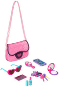 Amazon Basics 8-Piece Pretend Play Purse Toy with Accessories for Girls Ages 3 and Up, Kids Toy Handbag Gift Set Including Smartphone, Sunglasses, Pretend Makeup Kit, Keys and Credit Card, Pink