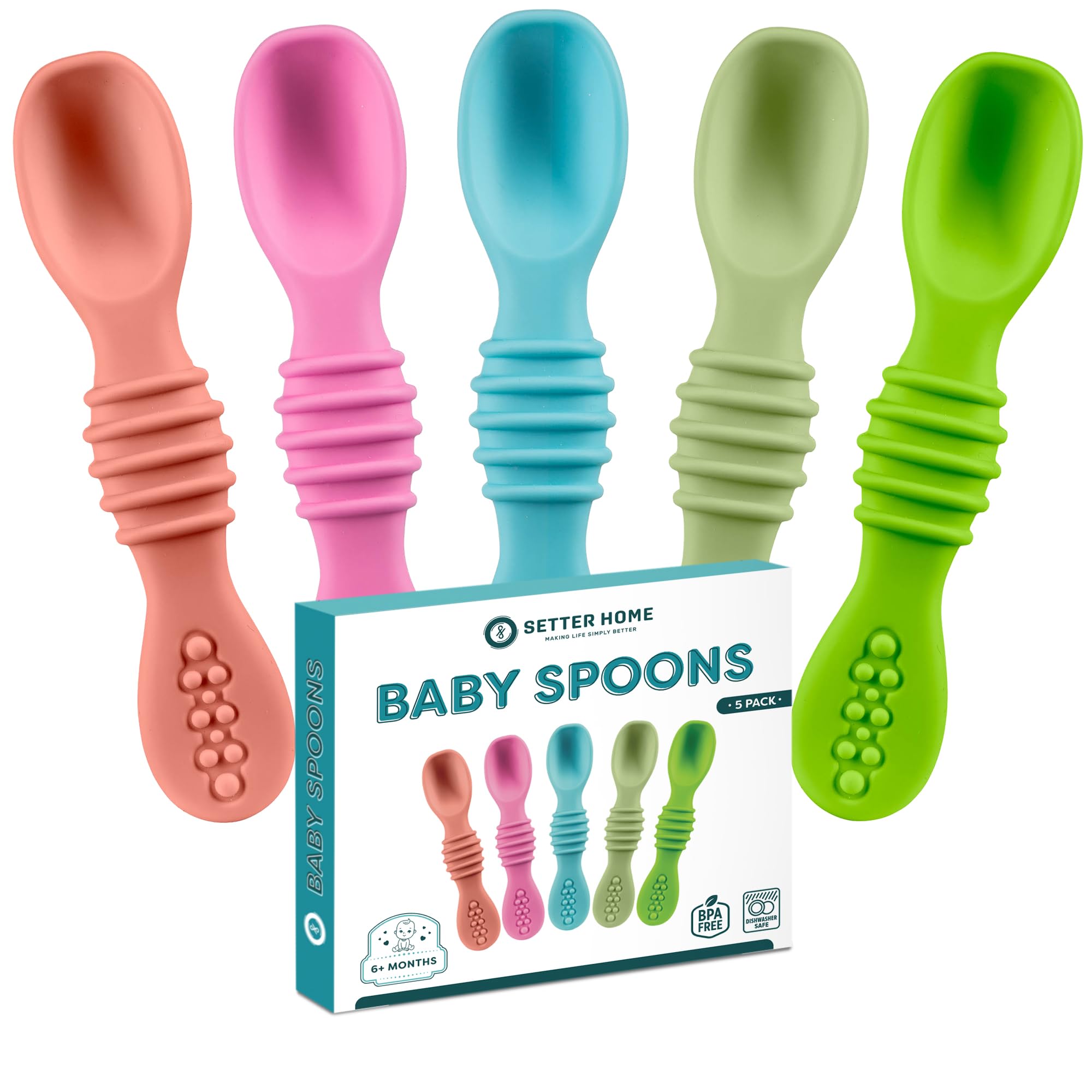 Premium Silicone Baby Spoons set - Spoons for Infants & Toddler, First Stage Chewable Baby Led Weaning Utensils, BPA Free, baby feeding essentials (Colorful)