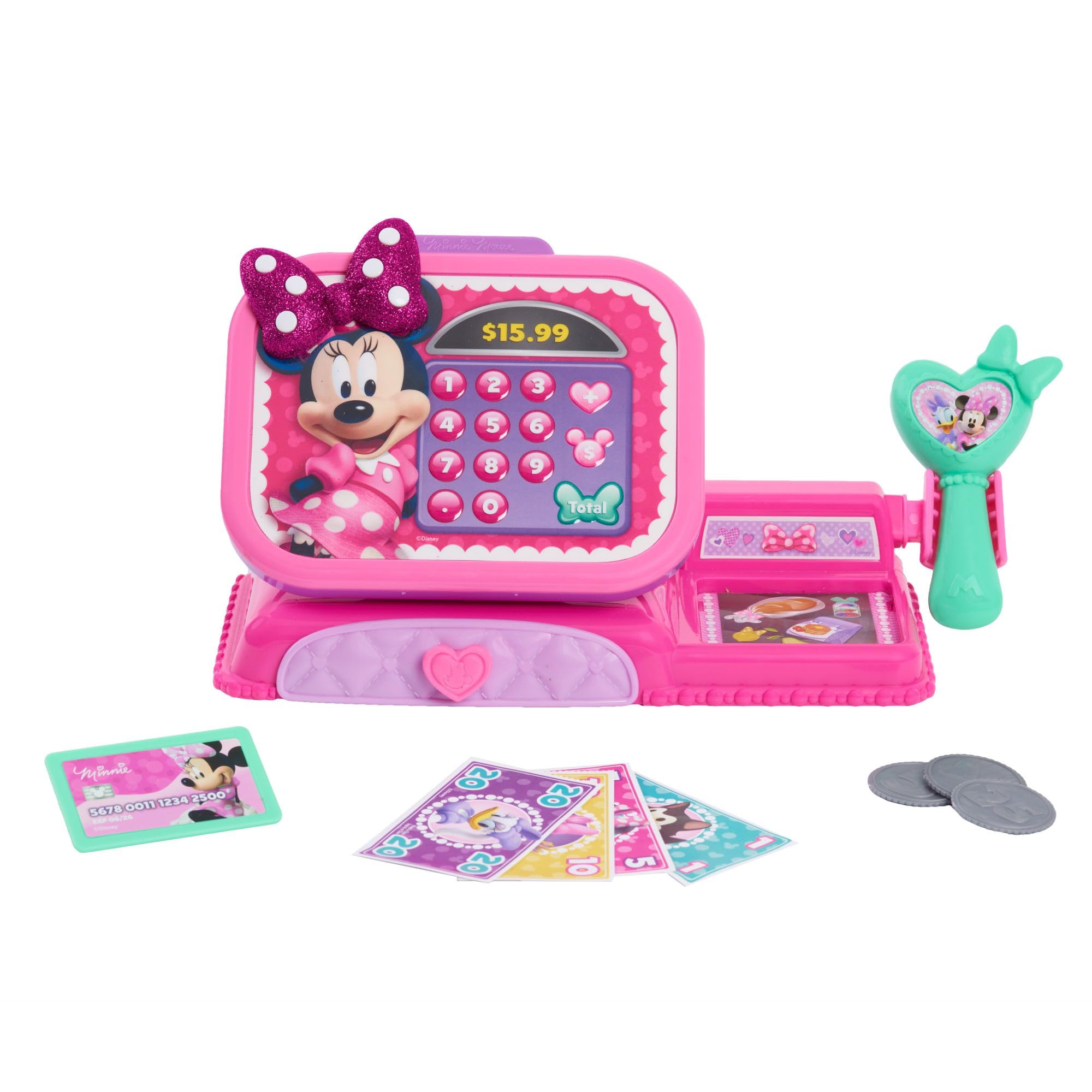 Disney Junior Minnie Mouse Bowtique Cash Register with Sounds, Dress Up and Pretend Play, Kids Toys for Ages 3 Up, Amazon Exclusive by Just Play
