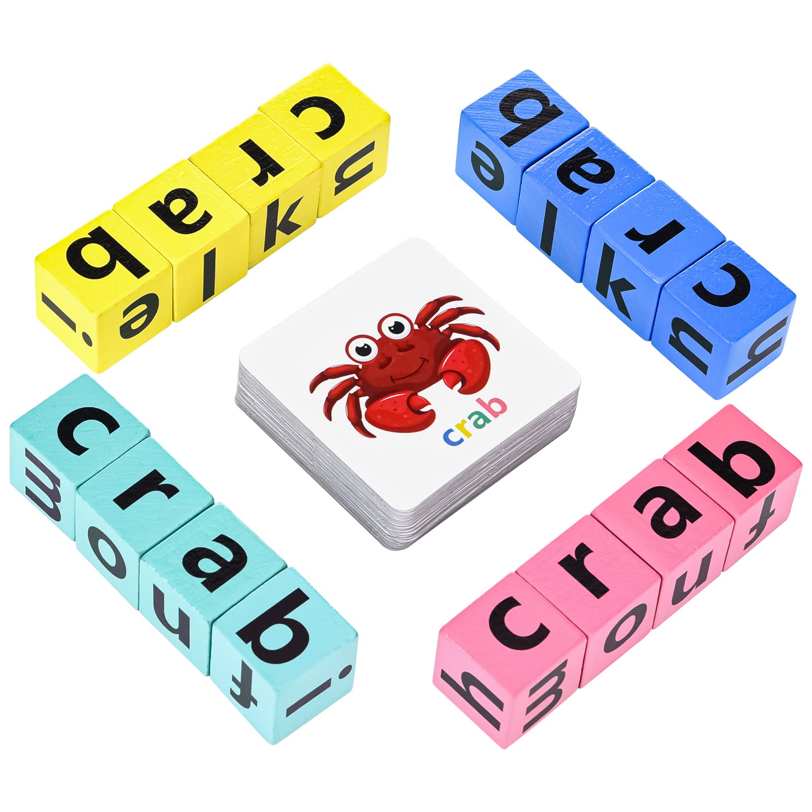 DragonflyDreams Wooden Blocks Spelling Game, Wooden Alphabet Puzzles Blocks, Matching Letter Game Kids Toys Alphabet Spelling Montessori Learning Toy Early, Learning Toys for Kids Ages