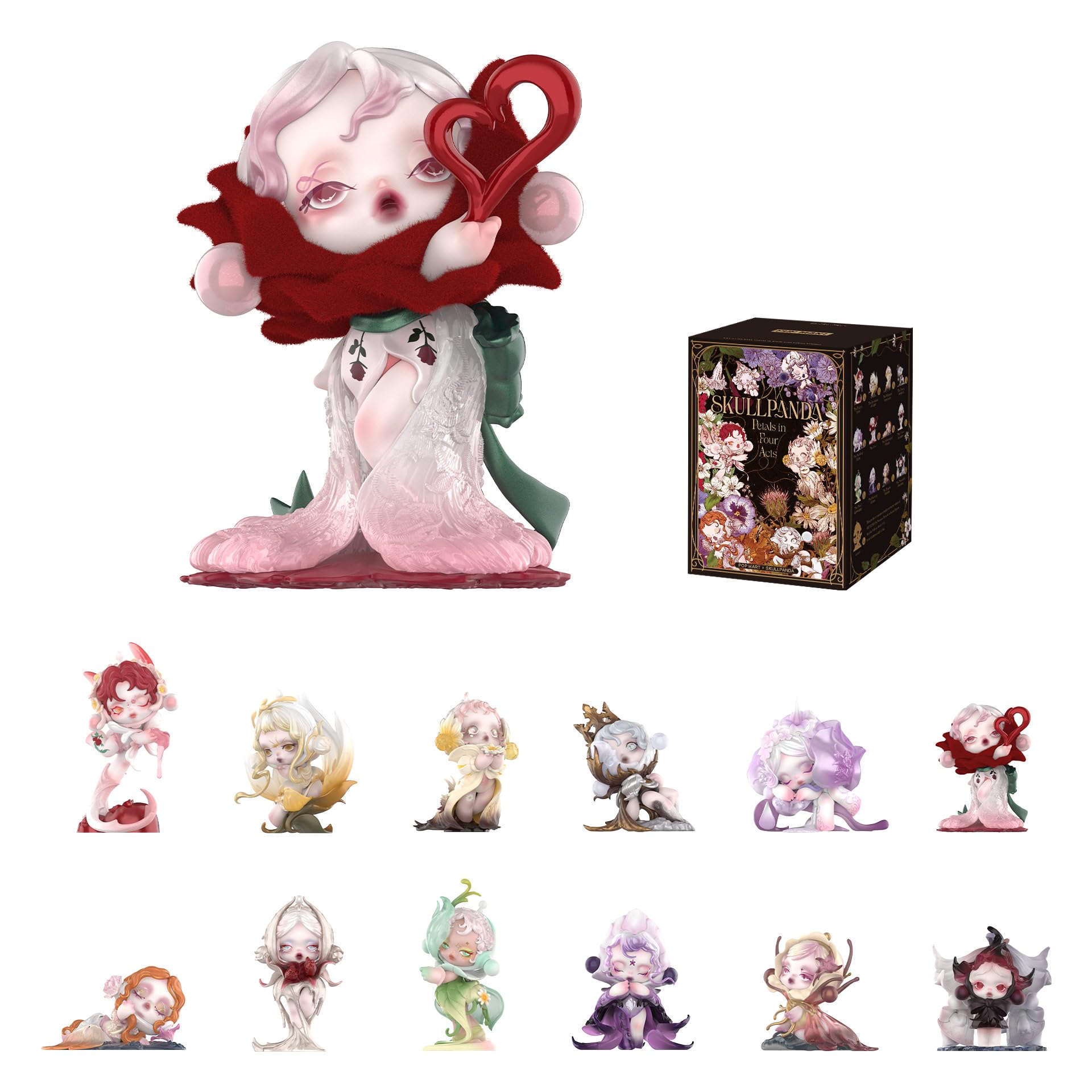 POP MART SKULLPANDA Petals in Four Acts Series Action Figures, Blind Box, Mystery Box, Collectible Toys Home Decorations, Holiday Birthday Gifts for Girls and Boys, Single Box
