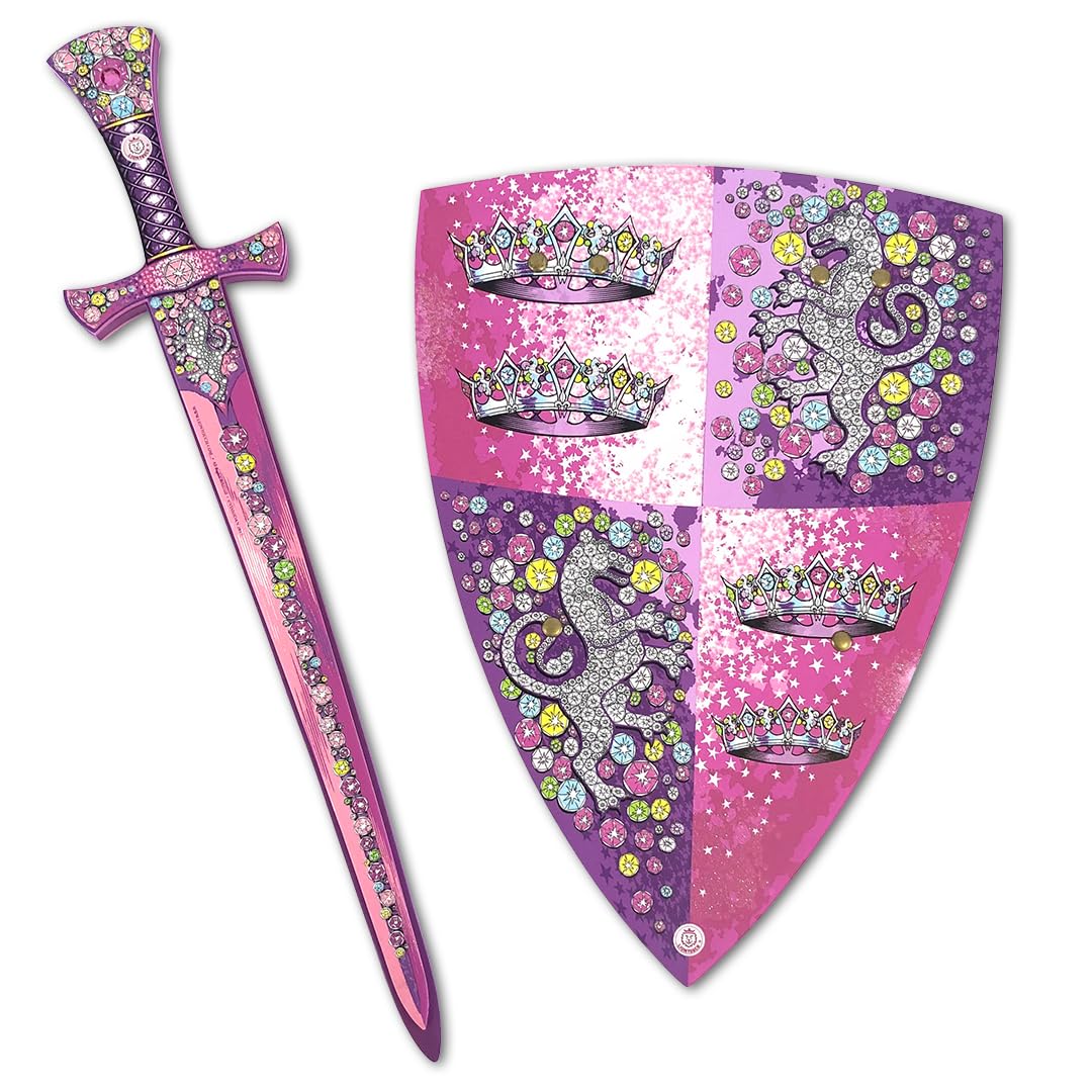 Liontouch - Crystal Princess Sword & Shield For Girls - Age 3-8 years | Medieval Toy Set in Foam For Pretend Play In Pink & Silver Lioness Style | Safe Weapon Accessories For Dress Up & Royal Costumes
