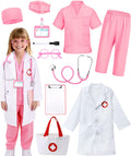 12 PCS Doctor Costume for Kids,Scrubs with Lab Coat/Nurse Costume Kids Set,Girls Boys Doctor Career Day Costumes