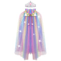 WOXVM Princess Cape for Girls Princess Cloak with Crown Sequins Tulle Princess Dress Up for Christmas Birthday Party