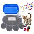 Kitten Litter Box Starter Kit with Mat, All-in-One Starter Kit for Kittens & Small Cats, Anti-Tracking Litter Mat, Easy Clean, Includes Scoop & Toys, Compact Size (GreyScoop)