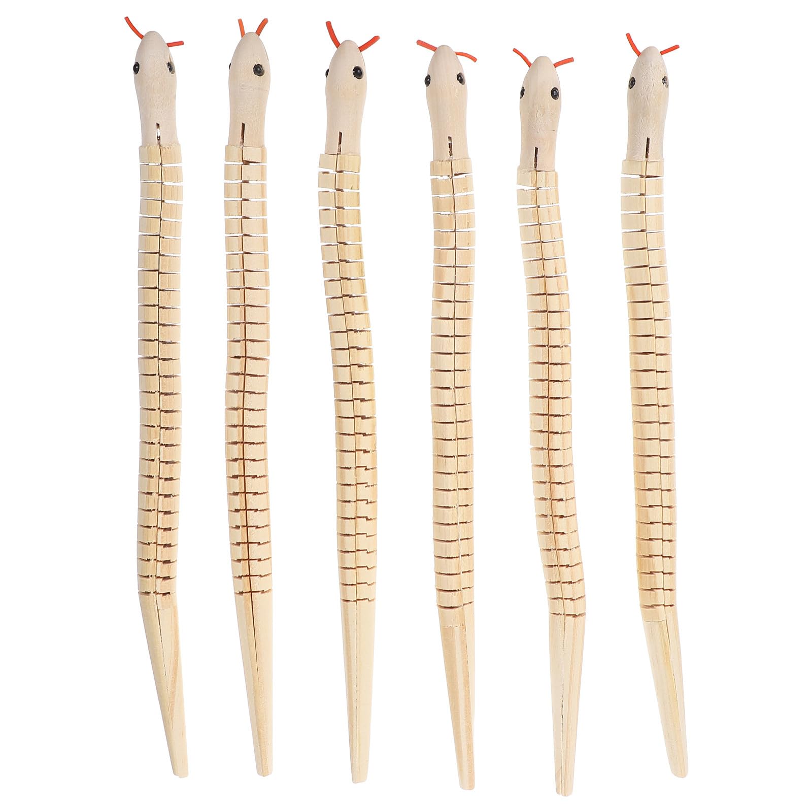 Garneck 6 Pcs Simulation Snake Toy Realistic Wooden Snake Model Flexible Joints Trick Props for Kids Party Pranks and Halloween Fun