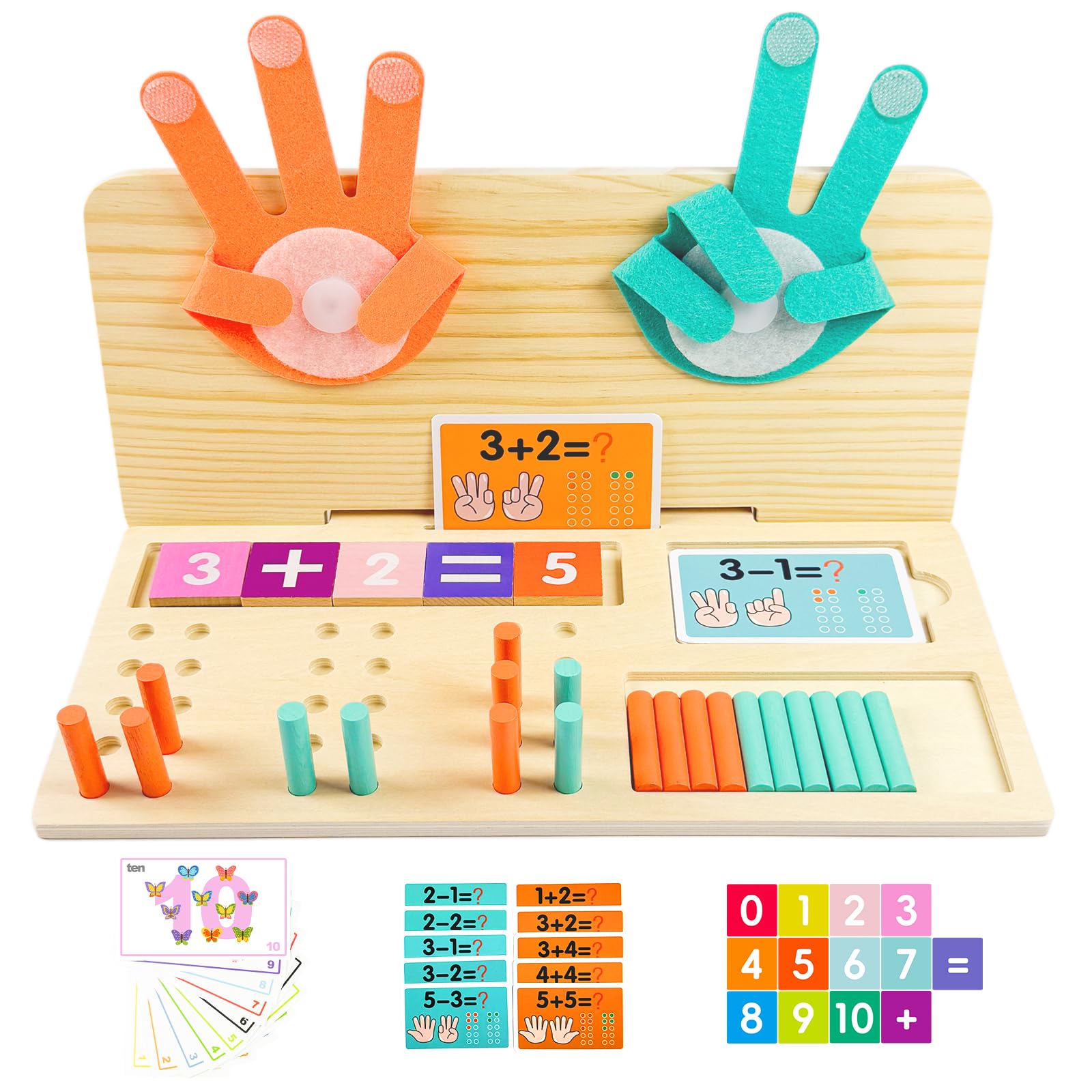 Learning Toys 3-5, Educational Toys with Number Flash Card for 3+ Year Old, Montessori Number Math Manipulatives, Preschool Kindergarten School Supplies, Birthday Gifts for 3 4 5 6 yr Old Kids