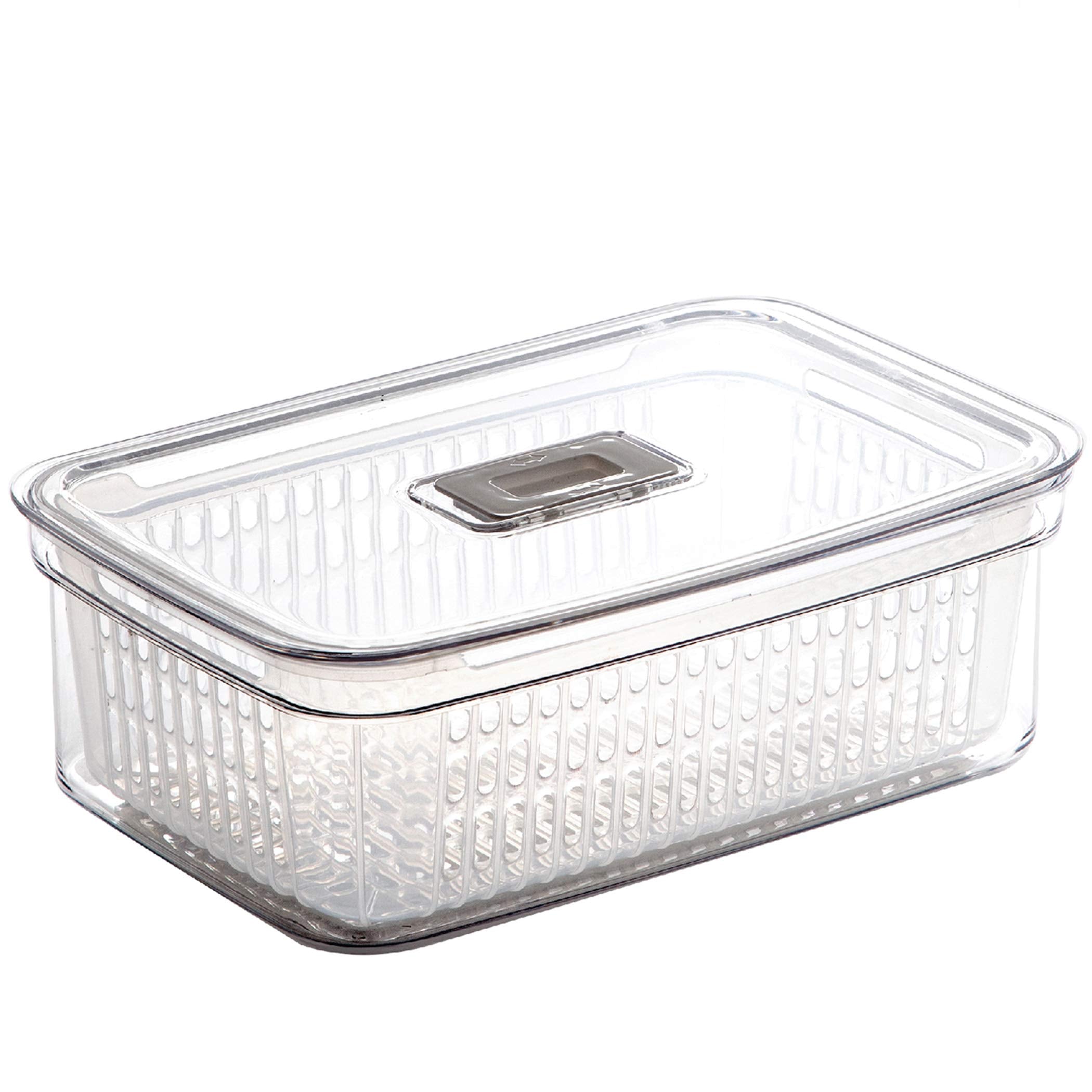 BINO | Produce Saver - 15.2 Cup/3.6L | Fridge Storage Containers for Fruits and Vegetables | Vegetable Storage with Adjustable Air Vent, Removable Basket | BPA-Free Fridge Organizers and Storage