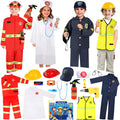 IVENRXIU Toddler Dress Up Clothes, Kids Role Play Costumes 4 In 1 Set-Police Doctor Fireman Engineer for Kids Boys and Girls 3-8, Career Dress Up Pretend Play Toys, Birthday Halloween Christmas Gifts