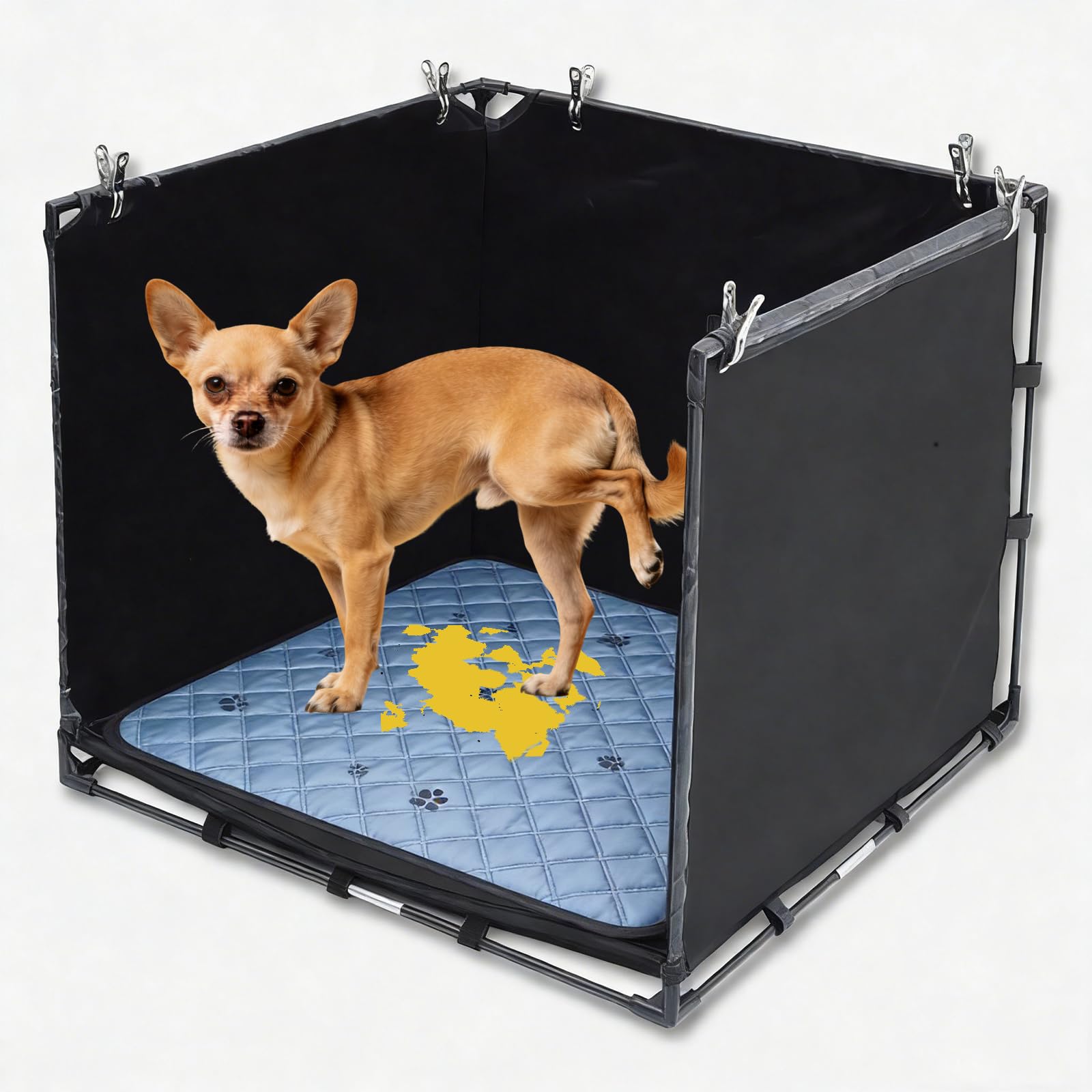 Dog Pee Pad Holder Tray with Washable Pee Pad - Foldable Indoor Potty Station for Small to Medium Dogs, 23.62"x23.62"x17.72",Portable & Reusable Litter Box with High Walls (Small)