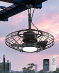 AHAWILL 20" Outdoor Ceiling Fan with Light,Waterproof Gazebo Fan with Hanging Hook,6-Speed Reversible Motor,Memory 3CCT,Plug-in Caged Ceiling Fan with Smart App Control for Patio Porch (Black)