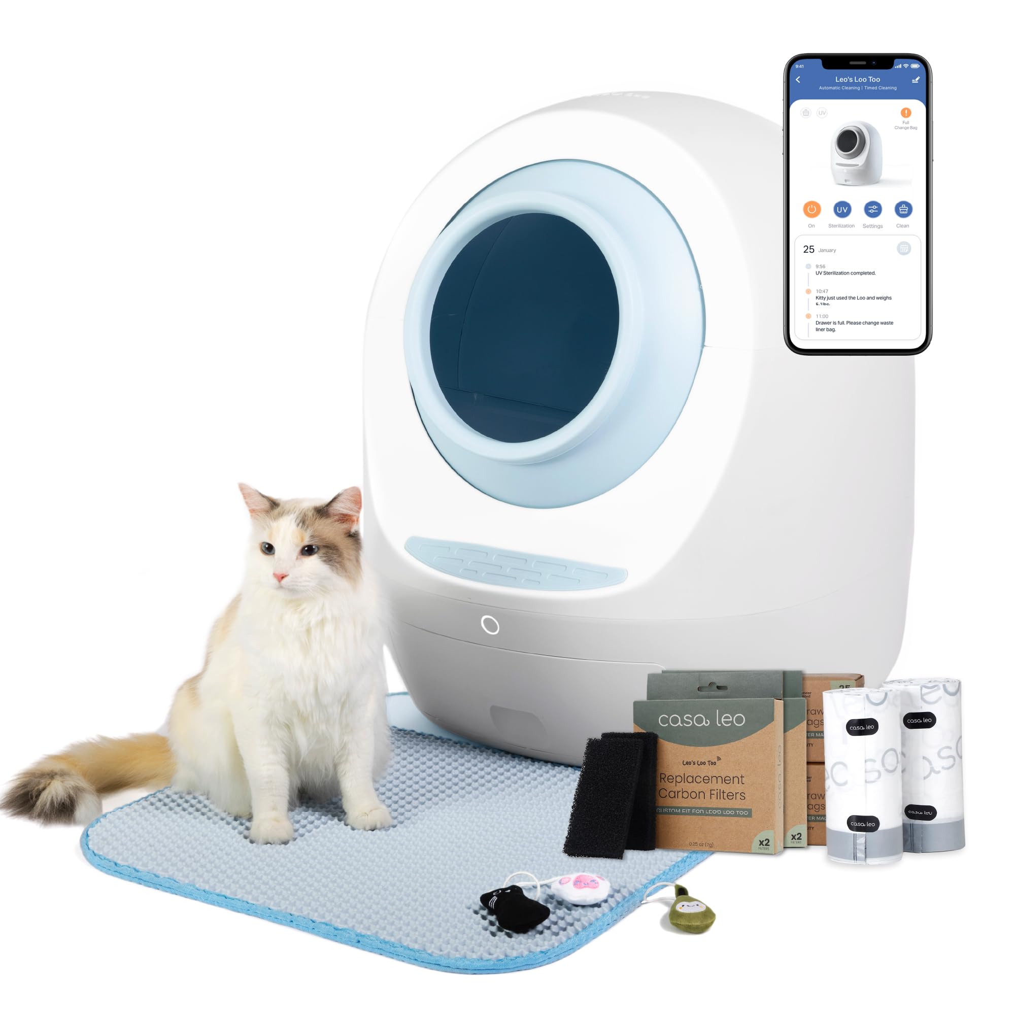 Casa Leo Leo’s Loo Too Self?Cleaning Cat Litter Box – with UV