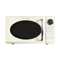Nostalgia Retro 700W Microwave Oven 0.7 Cu Ft Capacity – Child Safety Lock, 8 Auto-Cook Settings – Countertop Kitchen Appliance – Ivory