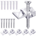 Blulu 20 Pack Mirror Holder Clips, Offset 0.24 Inch/ 6 mm, Glass Mirror Hanging Kit for Wall Mounting Hanging Retainer Fasteners with Screw and Anchors for Fixing Cabinet Door(Classic Style)