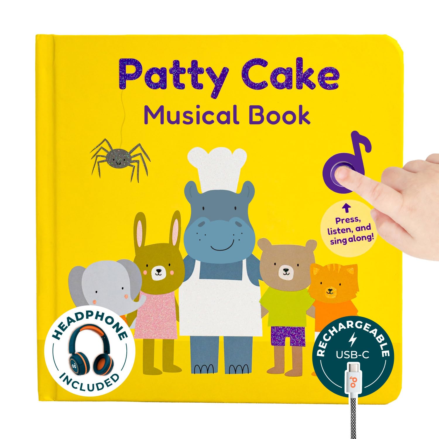 Cali’s Books Patty Cake Nursery Rhymes – Interactive Sound Book for Toddlers 1–3, Kids Headphones Included, Musical Book for 1 Year Olds, Perfect First Birthday Gift, 6 Favorite Songs