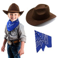 SeptCity Kids Cowboy Hat and Bandana for Age 5-10, Cowgirl Costume Set for Boys and Girls