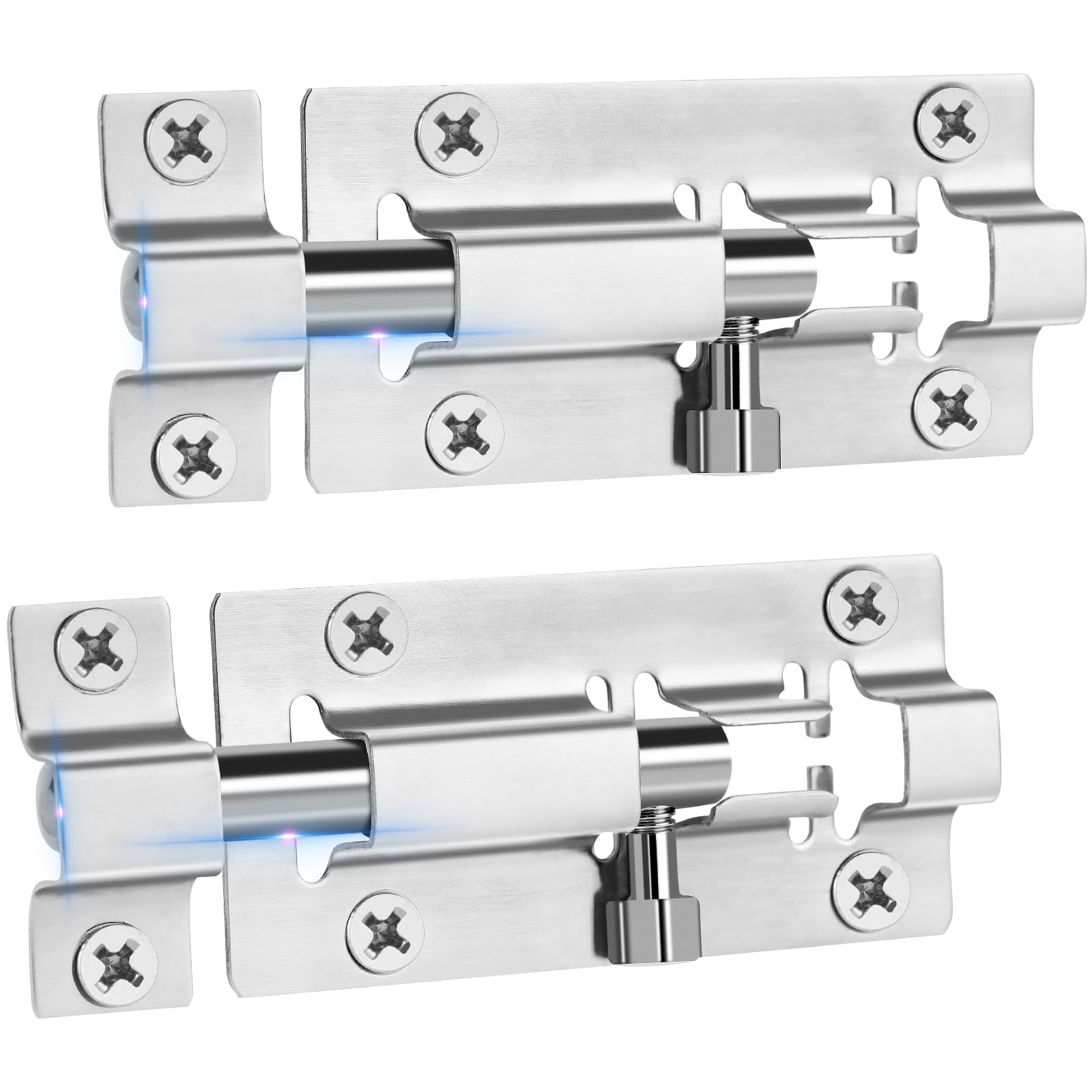INBOF 2 Pack Slide Lock, 3 Inch Barrel Bolt Latch, Door Latch Lock with 12 Screws, Stainless Steel Slide Locks for Inside Door