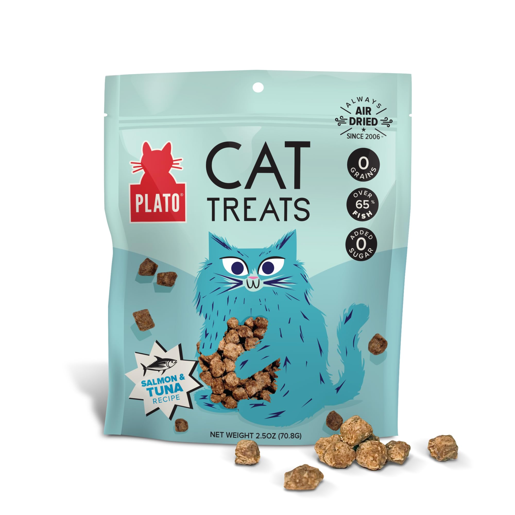 Plato Pet Treats Cat Treats - Single Ingredient, Healthy Salmon Treats for Indoor Cats - 2.5 oz