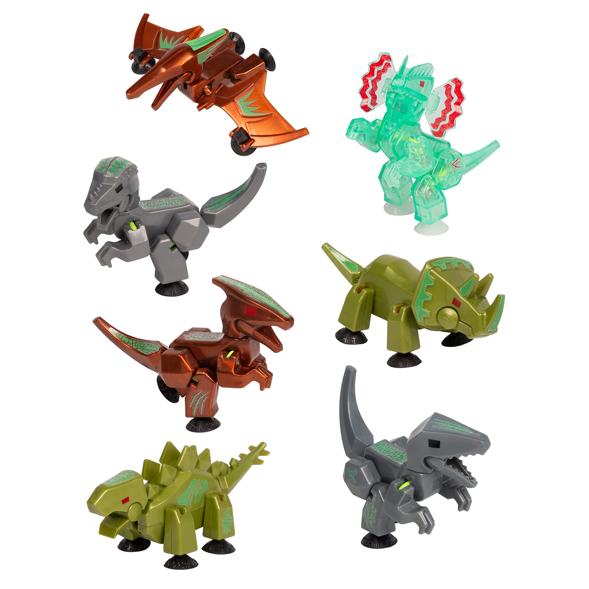 Zing Stikbot Glow in The Dark Dino Egg Pack – Set of 7 Eggs with Dino Figures & Stickers, Poseable Stop Motion Animation Toy for Kids Ages 4+