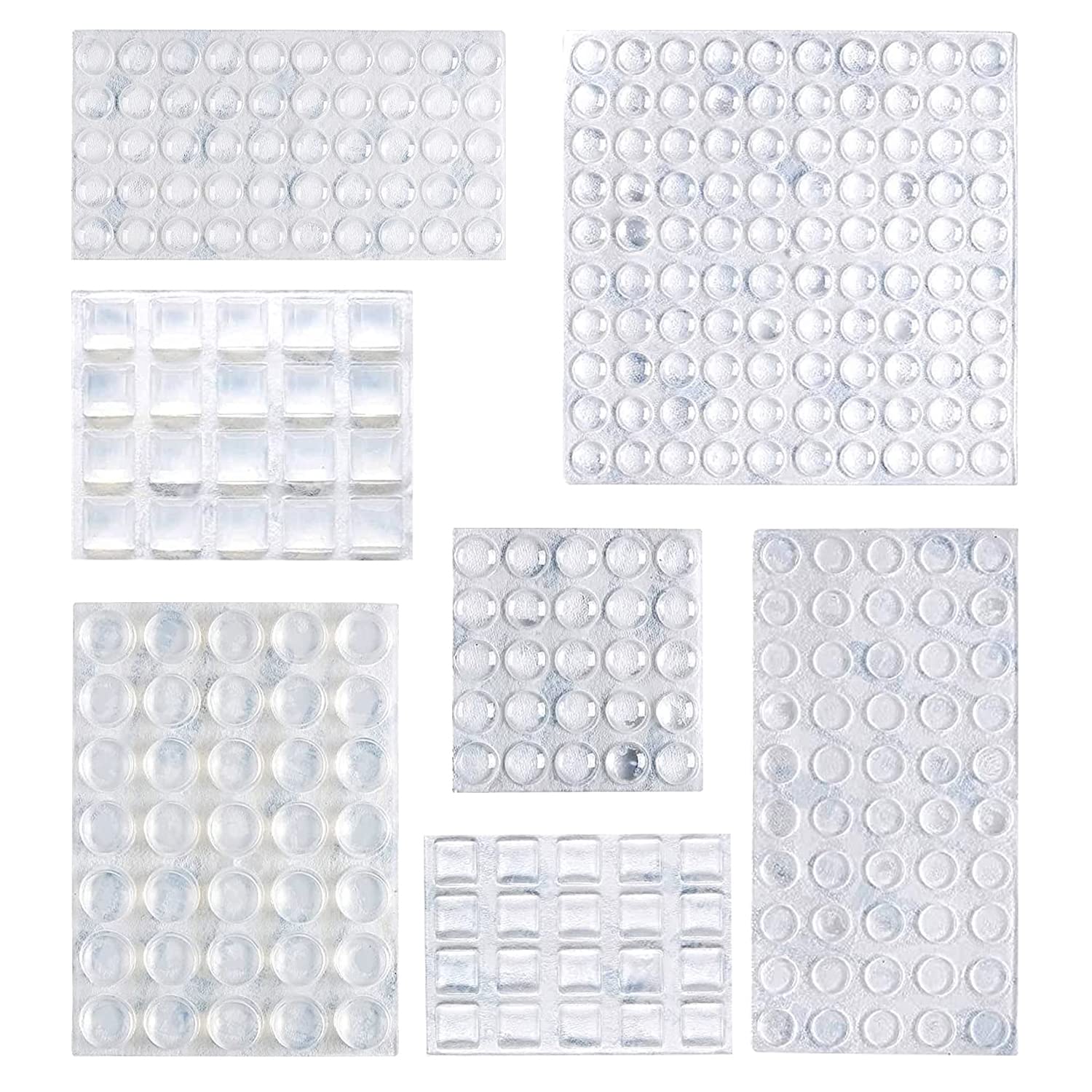 Amazon Basics Cabinet Door Bumpers, Clear Self Adhesive Pads for Surface Protection, Noise Reduction and Sound Dampening, Rubber Stoppers for Drawers and Cupboards, 300-Piece, 6.9 x 4.5 x 0.6 inch