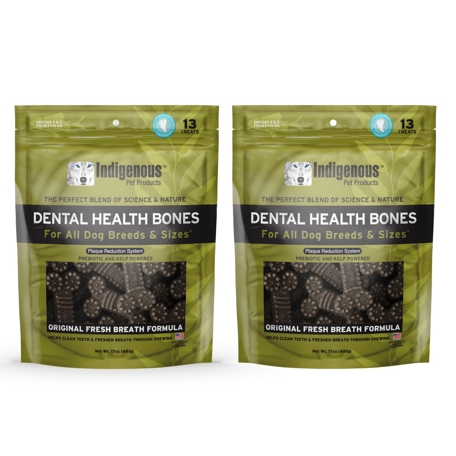 Indigenous Dental Health Bones Original Fresh Breath Flavor 17ounces (Pack of 2)