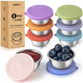 8 Pack - 1.6 Oz Small Salad Dressing Containers To Go, Leakproof Condiment Containers with Lids Reusable Stainless Steel Sauce Cups for Lunch Boxes Kitchen Storage Picnics Travel Meal Prep