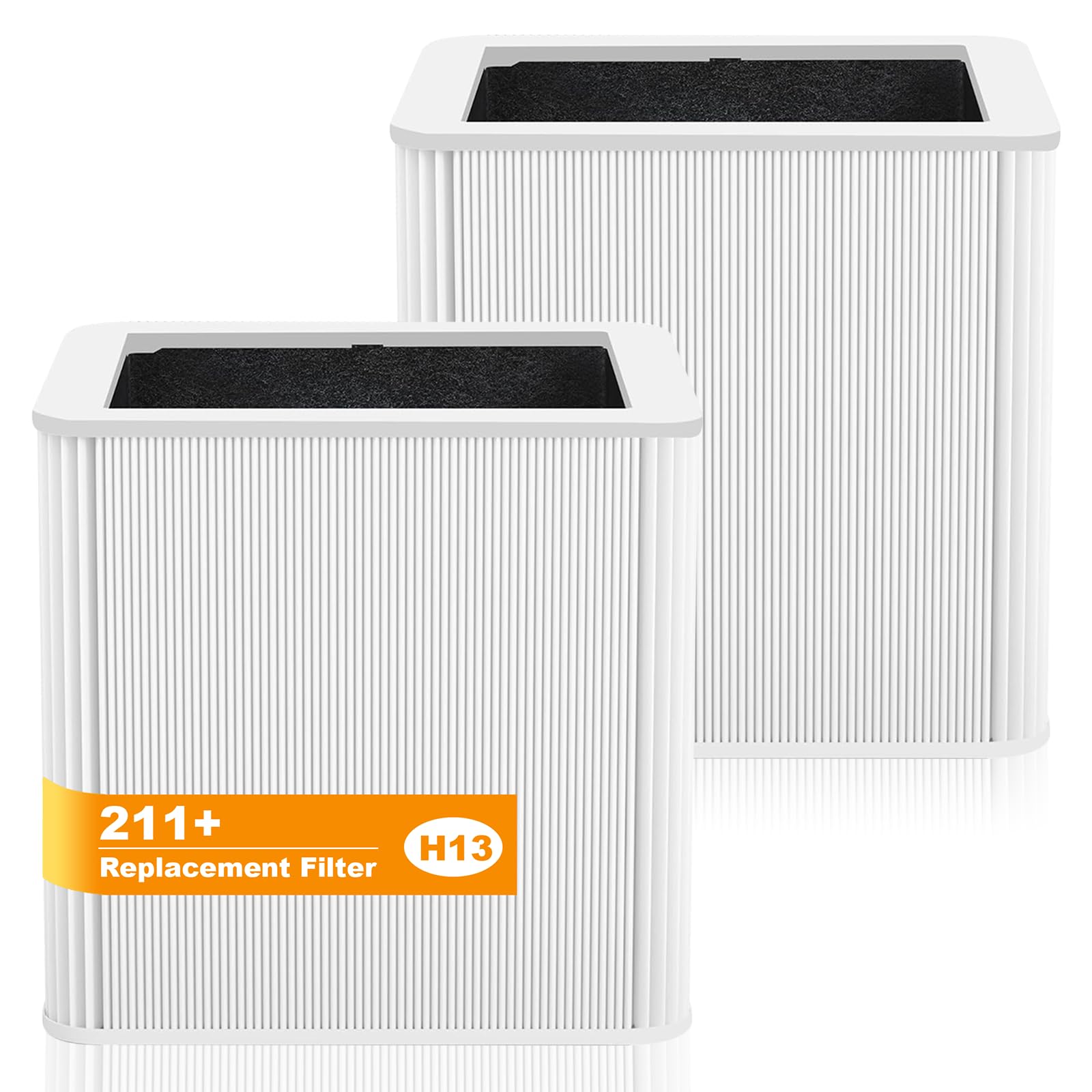 ?2 Pack?211+ Replacement Filter Compatible with Blue Pu-re 211+ Air Cleaner Purifier Series, 2 Stage Filtration System of H13 and Activated Carbon Filter