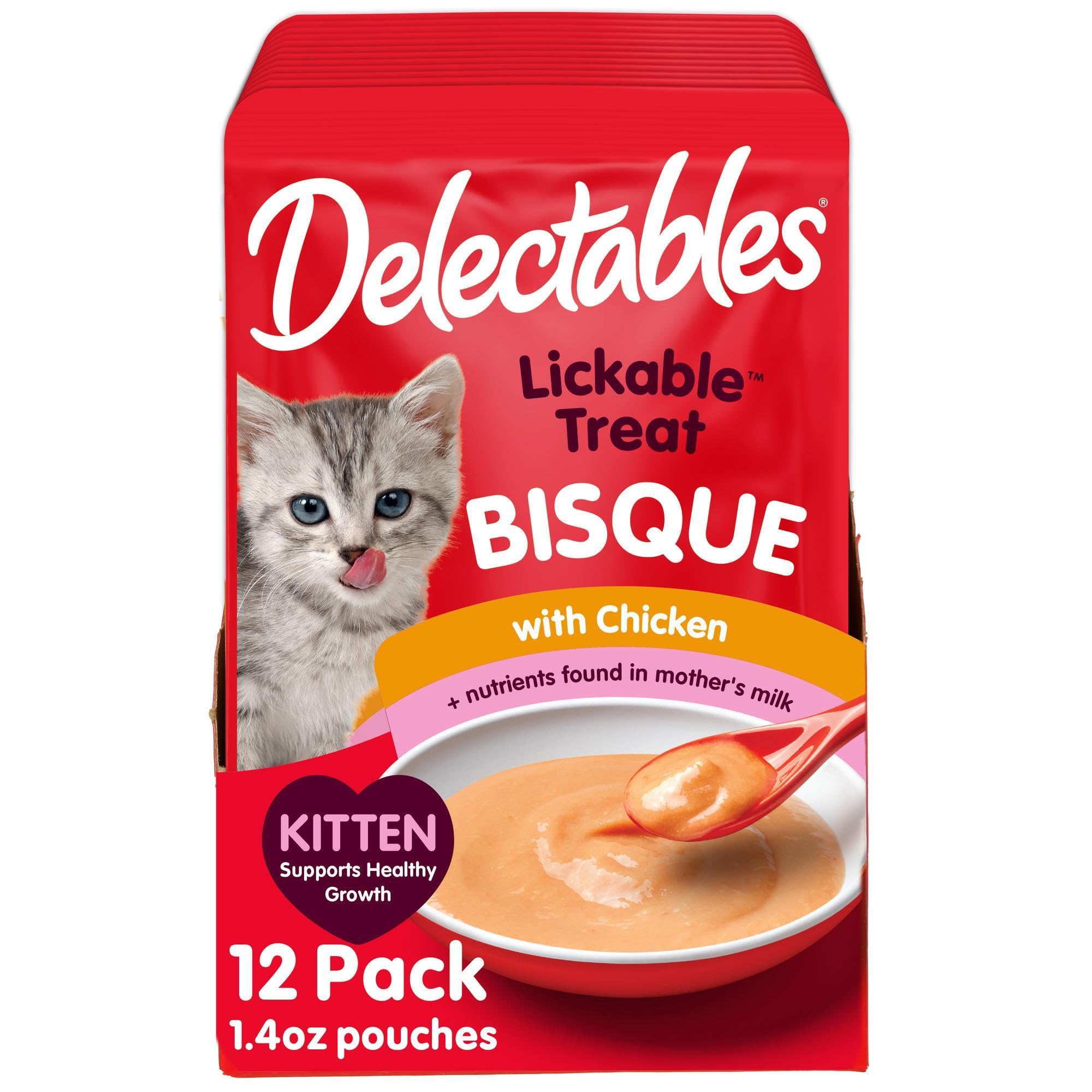 Delectables Bisque Kitten Lickable Wet Cat Treats - Tuna & Chicken (pack of 12) ( Packaging May Vary )