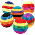 Upgraded Handmade Knitted Hackys Set, Colorful Crochet Footbag Sacks, Juggling Balls for Adults Beginners, Portable Handwoven Toss Hacky Balls