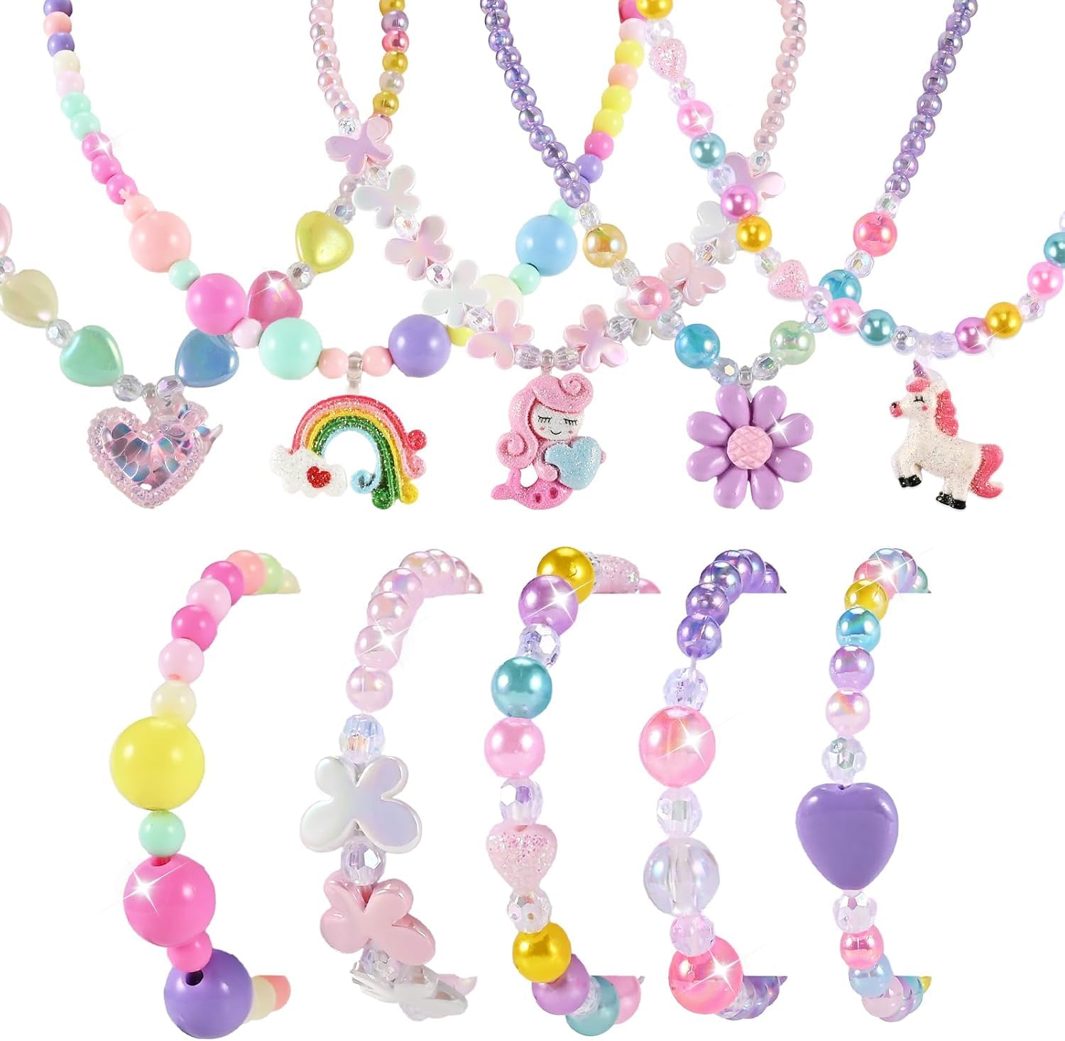 Faburo Kids Jewelry for Girls, Necklaces, Rings, Bracelets, Little Girls Jewelry Kids Necklace Rings for girls, Kid Bracelets Necklace Birthday Gift Age 3 4 6 8
