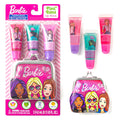 Barbie 3 Pack Moisturizing Lip Gloss with Purse, Makeup Set for Girls, Perfect for Parties, Sleepovers, and Birthday Gifts, Kids Ages 3+, by Townley Girl