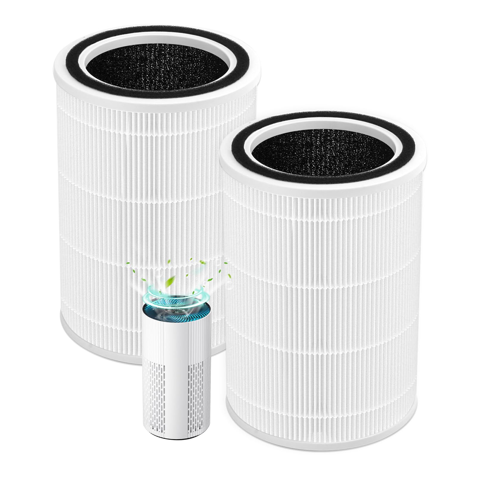 HAP604 Replacement Filter Fit for Ecoself HAP604 Air Purifier, 3-In-1 Efficiency Activated Carbon Filtration System, 2 Pack, White