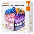 AIEVE Drink Packet Organizer, Lazy Susan 360° Turntable Organizer for Drink Mix Hydration Packets, Water Flavor Acrylic Container Tea Bag Holder for Kitchen Storage Organization