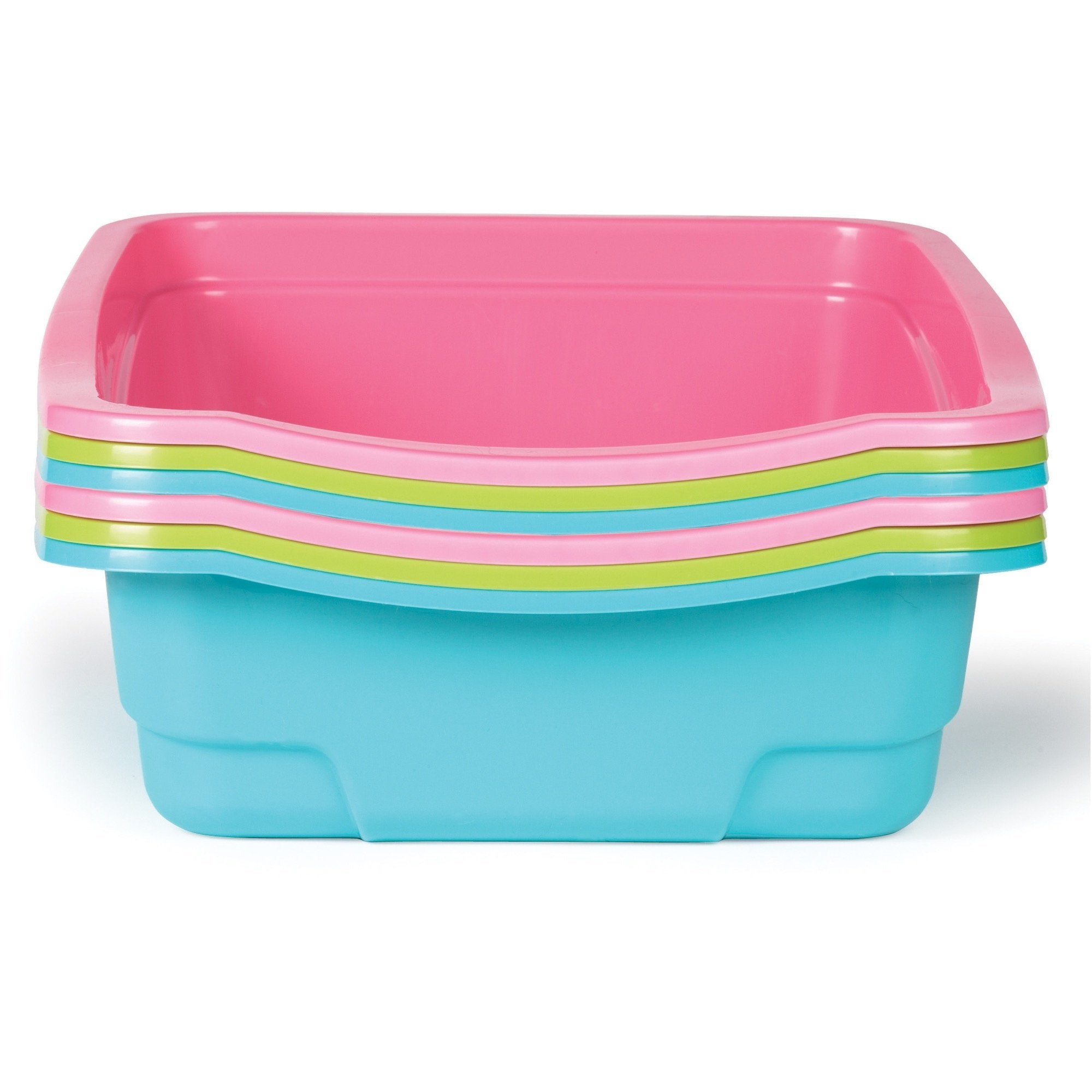 Litter Pans — Brightly Colored Assorted Litter Pans for Cat Litter, 6-Packs