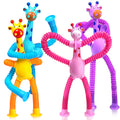 Giraffe Sensory Travel Toys 4Pcs for Roadtrip Car Ride Airplane Toddler Girl Year Old Ages 2 3 4 5 6 7 8, Suction Autism Pop Tube Fidget Toy Autistic Valentines Day Stocking Easter Basket Stuffer Gift