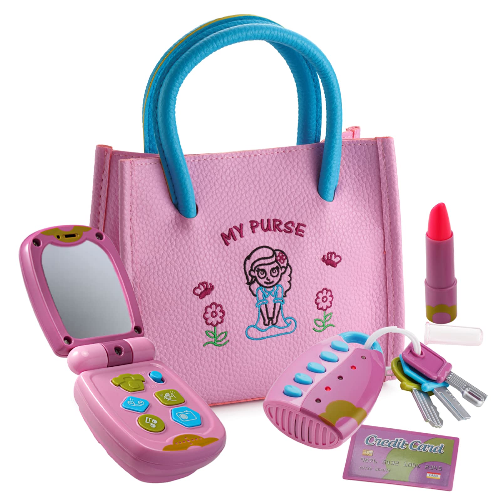 Dress-Up-America Toddler Purse - Pretend Play Purse for Kids - Little Girls Pretend Play Toys | Ages 1, 2, 3 Years Old - My First for Birthdays | Gifts | Party | Christmas