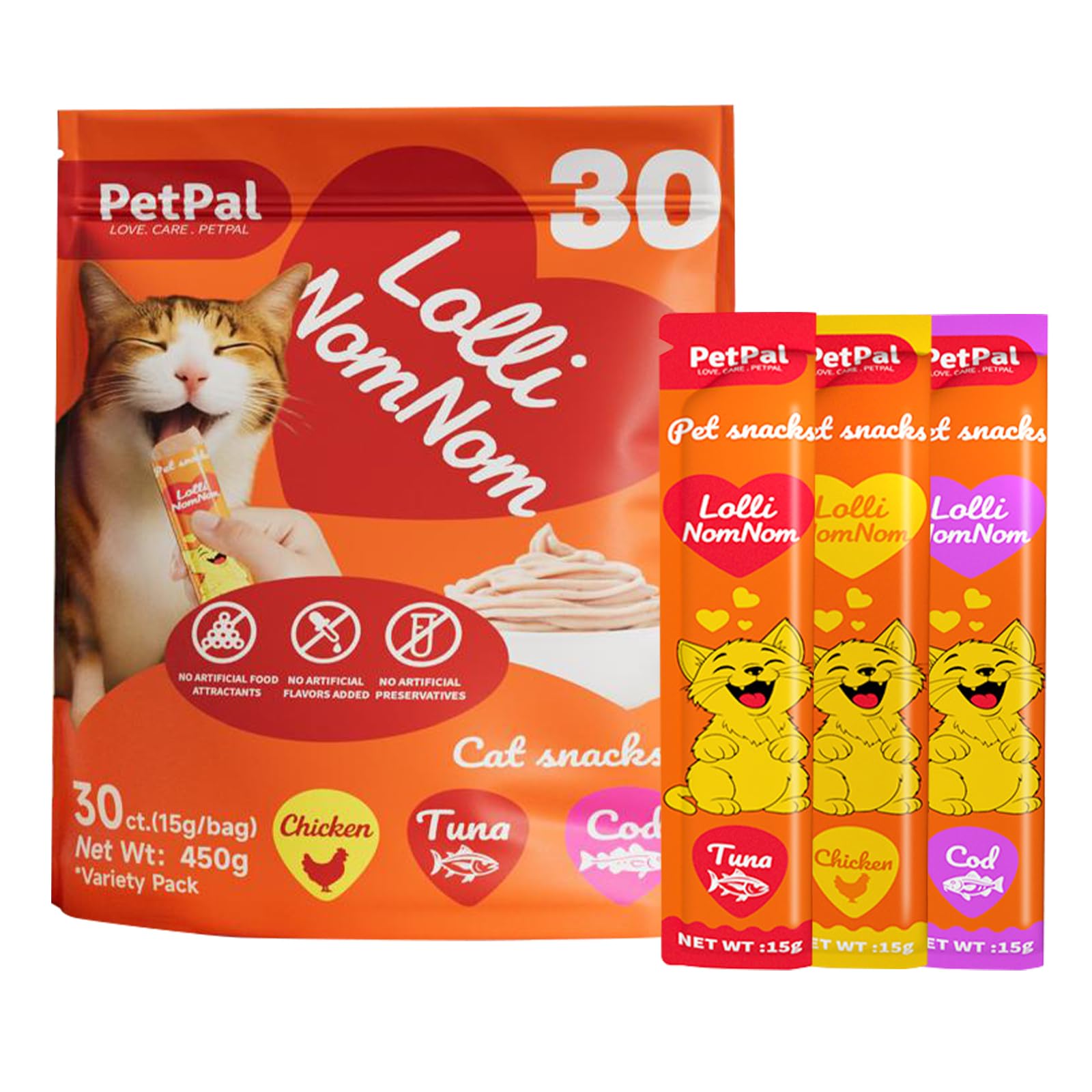 Feline Temptation Squeezable Cat Treats – 30 Count Variety Pack, Multi-Flavor Lickable Snacks, Supports Healthy Hydration, Creamy Texture, Natural Cat Treats for All Breeds