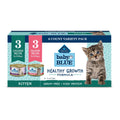 Blue Buffalo Baby Blue Natural Kitten Wet Cat Food Paté Variety Pack, Healthy Growth Formula with DHA, High-Protein & Grain-Free, Chicken and Salmon Recipes, 3-oz Cans (6 Count, 3 of Each)