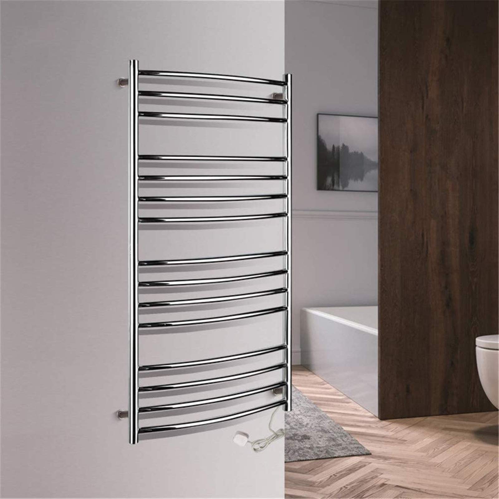 Bathroom Wall Heater Electric Towel Warmer Wall Mounted Stainless Steel Towel Heater for Home Bathroom Electric Hot Towel Rack(23" Wx 47" H) 15 Bars Polished 198 Watt Plugin