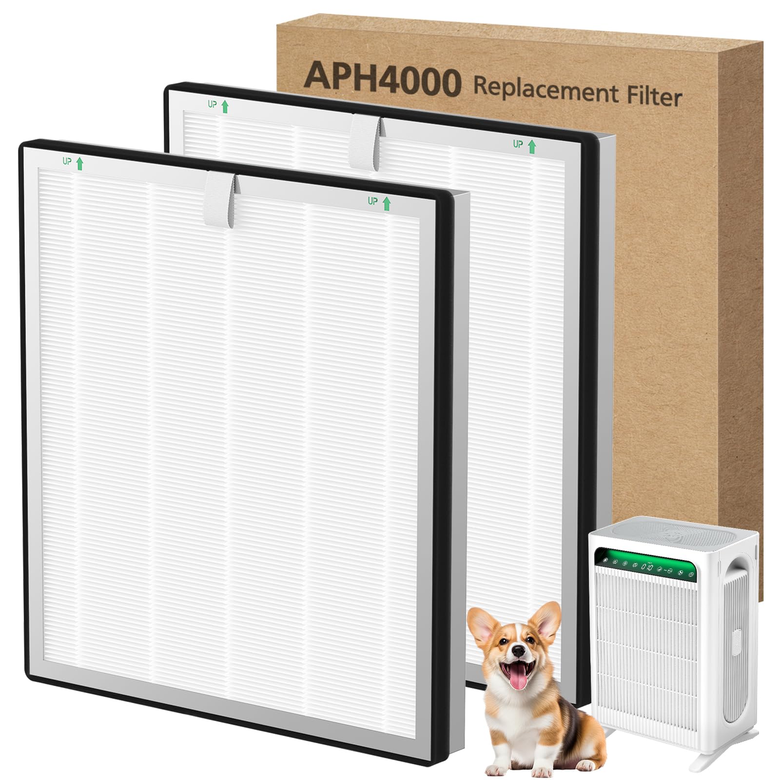 APH4000 Replacement Filter for KNKA, 2-Pack HEPA & Activated Carbon Filter Replacement Compatibility With KNKA APH4000 Air Purifier - Replaces Part #APH4000LX