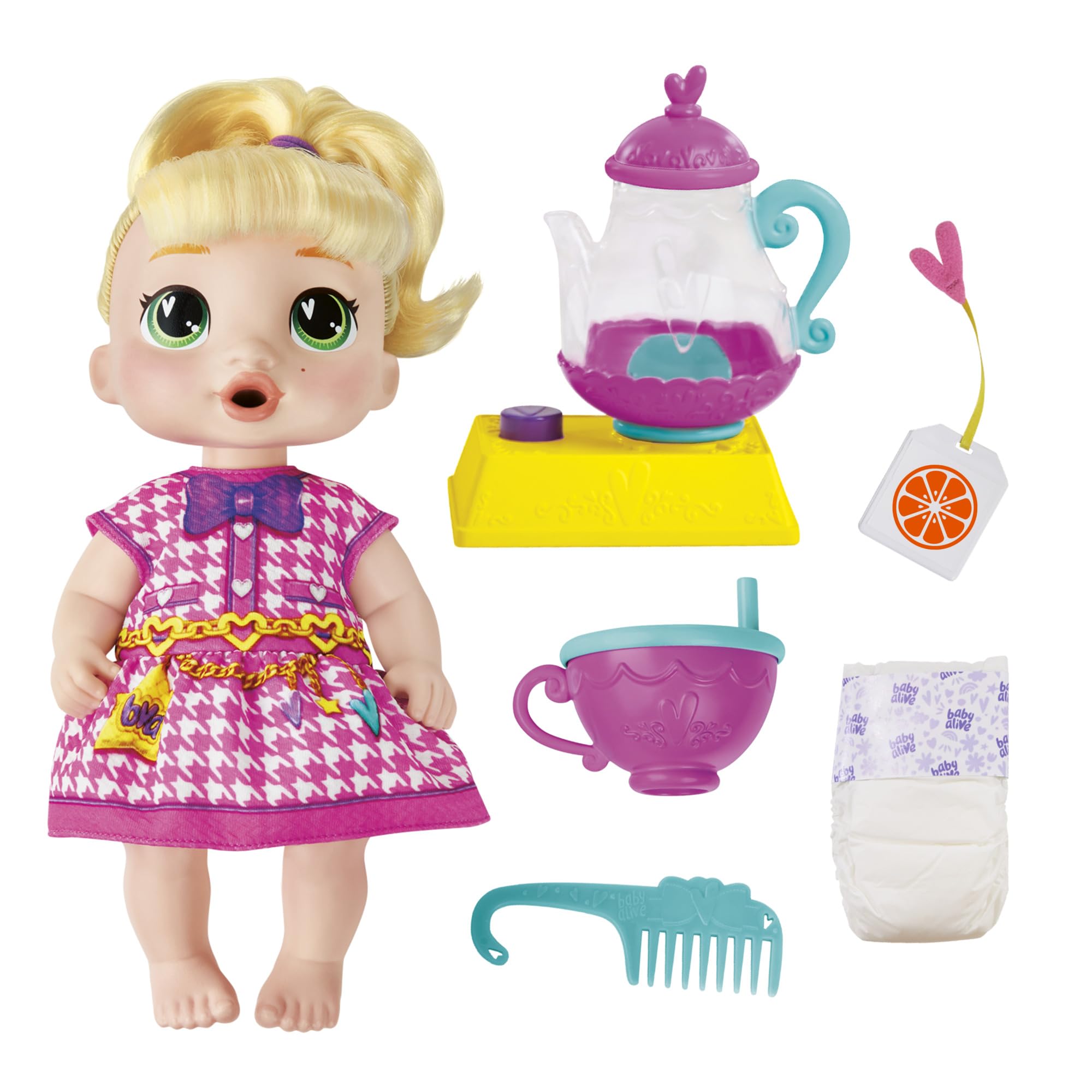 Baby Alive Bubbly Tea Party LaLa GooGoo Doll with Teapot Accessories, Blonde Hair, 11 Inches, Toys for 3 Year Old Girls and Boys & Up