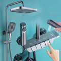 Gray Shower System Shower Faucet Set Bathroom Mixer Shower Combo Set Wall Mounted 4 Function Shower Fixture with 13"" Rain Shower Head and 3-Setting Handheld Shower