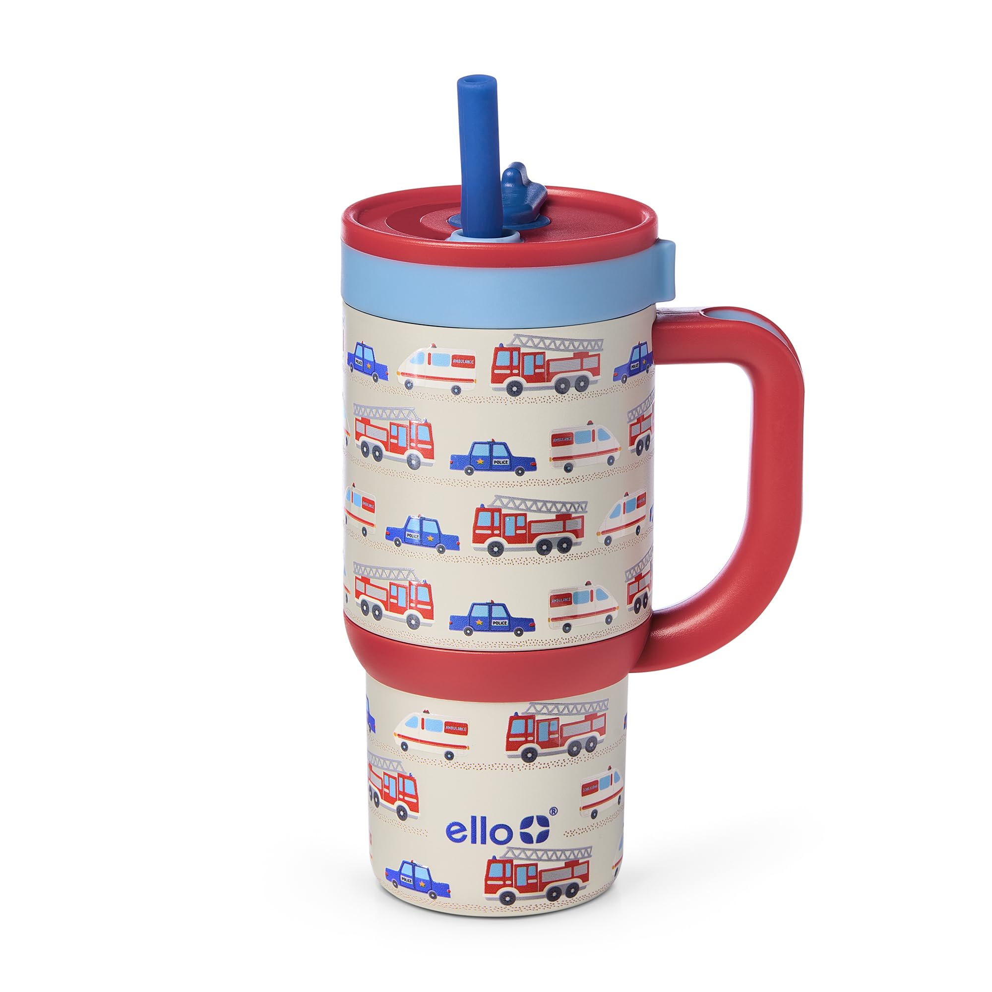 Ello Oasis 14oz Stainless Steel Toddler Tumbler with Handle & Retracting Straw, 100% Leakproof, Double-Wall Vacuum Insulated, Kids Water Bottle for School, BPA Free, Dishwasher Safe, To The Rescue
