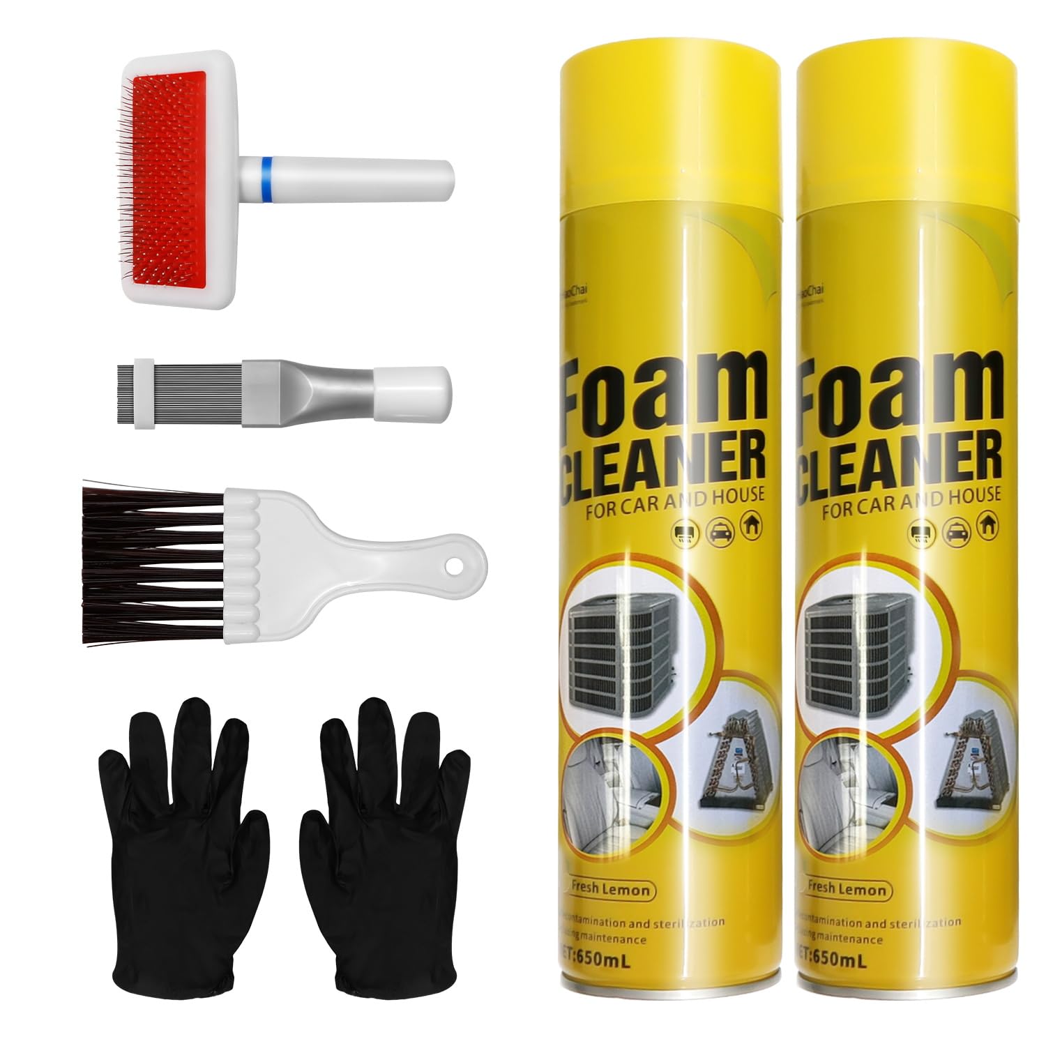 AC Coil Cleaner Kit, Include 2 for Coil Cleaner, 3-Piece Set of Air Conditioner Condenser Fin Cleaning Brush Coil Cleaning Brush