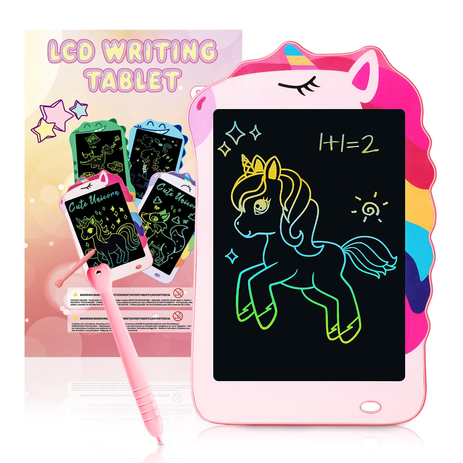 Unicorn Toys LCD Writing Tablet for Girls Kids, Colorful Toddler Toys Drawing Board, Educational Kid Toy Doodle Pad Toys for 3 4 5 6-12 Years Old Girls Boys Birthday Party Christmas Gift, 8.5 Inch